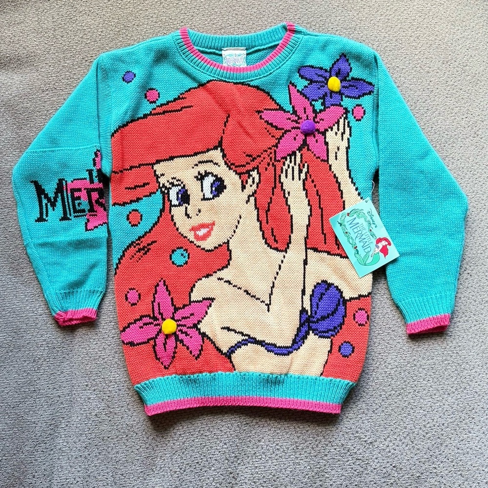 The‎ Little Mermaid Ariel Disney Sweater Vintage 90s Youth Size 6X New With Tag